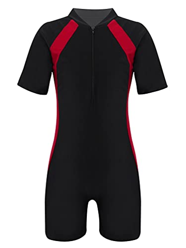 TiaoBug Mädchen Jungen Sport Badeanzug Schwimmanzug mit Reisverschluss Einteiler aus Kurzarm Bade Hemd Shirt und Kurze Hose Rot C 146-152 TiaoBug Mädchen Jungen Sport Badeanzug Schwimmanzug mit Reisverschluss Einteiler aus Kurzarm Bade Hemd Shirt und Kurze Hose Rot C 146-152 von TiaoBug