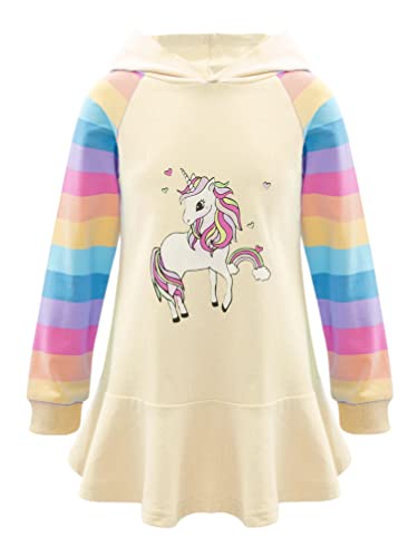 TiaoBug Mädchen Kapuzenpullover Langarm Sweatkleid mit Kapuze Einhörner Aufdruck Hoodie Cartoon Top Herbst Winter Kleid Knielang Freizeitkleider Khaki B 122-128 TiaoBug Mädchen Kapuzenpullover Langarm Sweatkleid mit Kapuze Einhörner Aufdruck Hoodie Cartoon Top Herbst Winter Kleid Knielang Freizeitkleider Khaki B 122-128 von TiaoBug