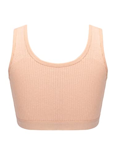 TiaoBug Mädchen Sport BH Yoga Bra Tanz Ballett Unterwäsche Basic Einfarbig Bustier Top Fitness Joggings Laufen Oberteil Rosa I 122-128 von TiaoBug