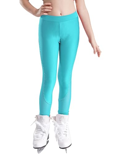 TiaoBug Mädchen Sport Leggings Slim Fit Sporthose Skinny Jogginghose Trainingshose Stretch Baumwolle Laufhose Türkis N 134-140 von TiaoBug