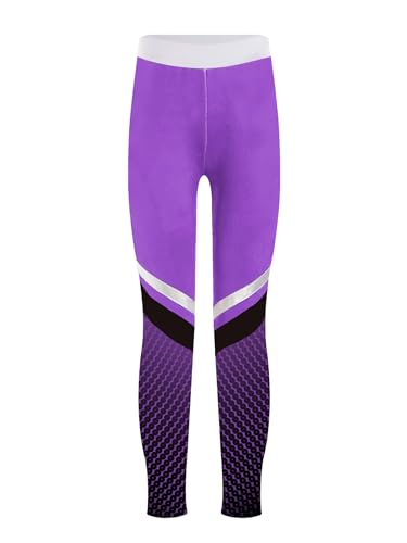 TiaoBug Mädchen Sporthose Thermo Sport Leggings mit Futter Warme Tanzhose Laufen Tights Yogahose Fitness Pants Violett 146-152 von TiaoBug