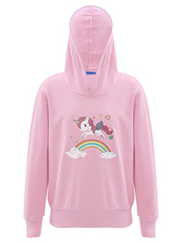 TiaoBug Mädchen Sweatshirt Langarm Pullover Pulli Shirt mit Pailletten Einhörner Aufdruck Warme Oberteile Kinder Prinzessin Winter Herbst Outfits gr. 98-152 Rosa J 134-140 von TiaoBug