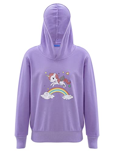 TiaoBug Mädchen Sweatshirt Langarm Pullover Pulli Shirt mit Pailletten Einhörner Aufdruck Warme Oberteile Kinder Prinzessin Winter Herbst Outfits gr. 98-152 Violett J 122-128 von TiaoBug