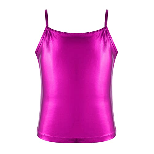 TiaoBug Mädchen Tank Top Unterhemd Ärmellos Träger Shirt Tanz Ballett Oberteile Tanz Hip Hop Sport Weste Tops in Glitzer Hot Pink F 122-128 von TiaoBug