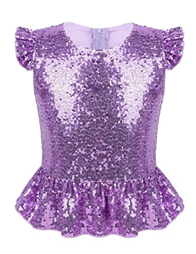 TiaoBug Mädchen Tank Top Unterhemd Ärmellos Träger Shirt Tanz Ballett Oberteile Tanz Hip Hop Sport Weste Tops in Glitzer Violett G 134-140 von TiaoBug