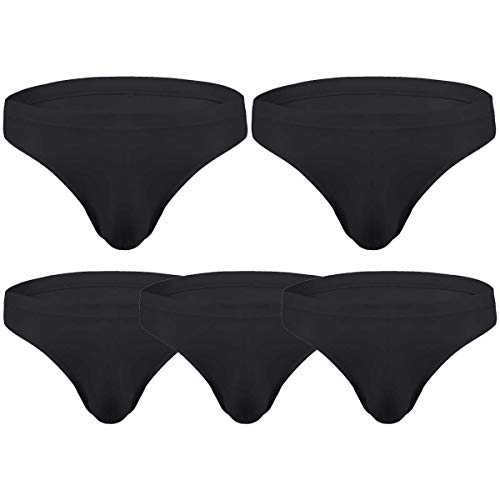 TiaoBug Männer Unterhosen Slip (1er/ 5er Pack) Herren Stretch Unterwäsche Einfarbig Hipster Briefs Mehrpack M L XL XXL Schwarz 5er XL von TiaoBug