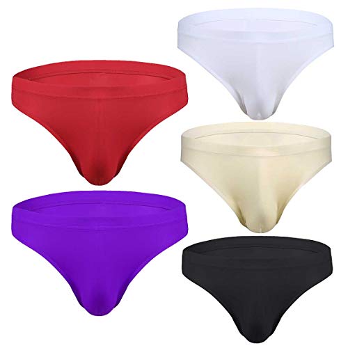 TiaoBug Männer Unterhosen Slip (1er/ 5er Pack) Herren Stretch Unterwäsche Einfarbig Hipster Briefs Mehrpack M L XL XXL Mehrfarbig 5er XL von TiaoBug