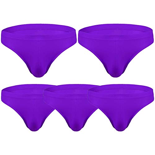 TiaoBug Männer Unterhosen Slip (1er/ 5er Pack) Herren Stretch Unterwäsche Einfarbig Hipster Briefs Mehrpack M L XL XXL Violett 5er XXL von TiaoBug