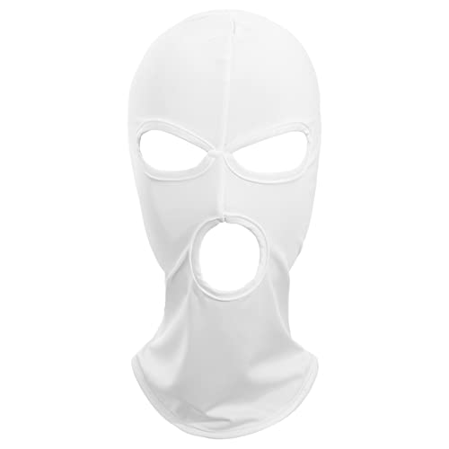 TiaoBug Unisex 3-Loch Sturmhaube Motorradmaske Winddicht Balaclava Gesichtsmaske Atmungsaktive Sturmmaske Fahrrad Motorrad Gesichtshaube für Damen Herren Weiß One Size von TiaoBug