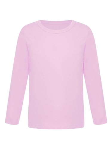 TiaoBug Unisex Kinder Langarmshirt Basic Einfarbig T-Shirt Unterhemd Thermounterwäsche Oberteil Rosa A 122-128 von TiaoBug