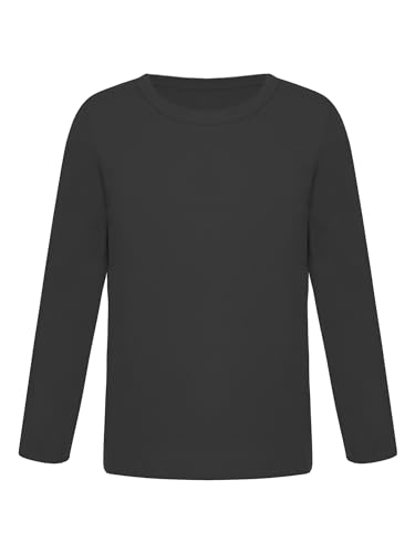 TiaoBug Unisex Kinder Langarmshirt Basic Einfarbig T-Shirt Unterhemd Thermounterwäsche Oberteil Schwarz A 170-176 von TiaoBug
