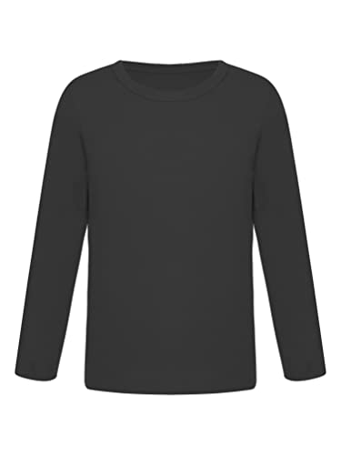 TiaoBug Unisex Kinder Langarmshirt Basic Einfarbig T-Shirt Unterhemd Thermounterwäsche Oberteil Schwarz A 98-104 von TiaoBug
