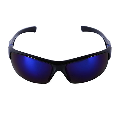 TiaoBug Unisex Sonnenbrille modisch Sportbrille für Golf, Autofahren, Outdoor Sport, Angeln Sommertage Urlaub Schwarz&Blau One_Size von TiaoBug