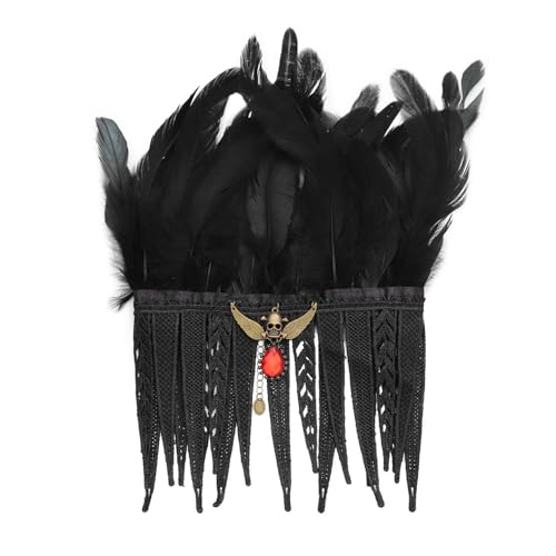 TiaoBug Viktorianische Natürliche Feder Halschoker Kragen mit Spitze Gesäumt Gothic Halsband Choker Erwachsene Mottoparty Karneval Maskerade Zubehör Typ A One Size von TiaoBug