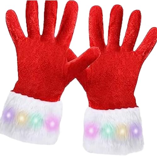 TiaoBug Weihnachtenhandschuhe Fäustlinge Fausthandschuhe Plüsch Santa Handschuhe Winterhandschuhe für Weihnachten Cosplay Partys Rot C One Size von TiaoBug