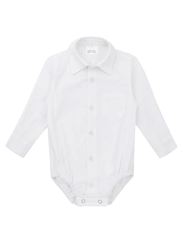 TiaoBug Baby Hemd-Body Langarm mit Kragen Strampler Baby-Jungen Hemd festlich Bodysuit Anzug Hemd für Hochzeit Taufe Geburtstag Geschenk Sommer Kleidung Weiß 62 von TiaoBug