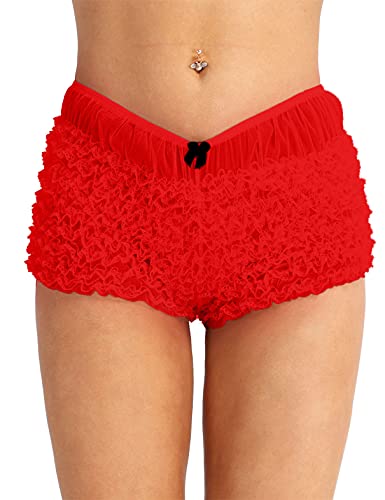 TiaoBug Damen Mädchen Rüschen Spitzen Unterwäsche Slip Unterhosen Sicherheits Shorts Schlüpfer Unterrock kurz Hose Hipster Unterhose Weiß, Schwarz Rot Rot Einheitsgröße von TiaoBug