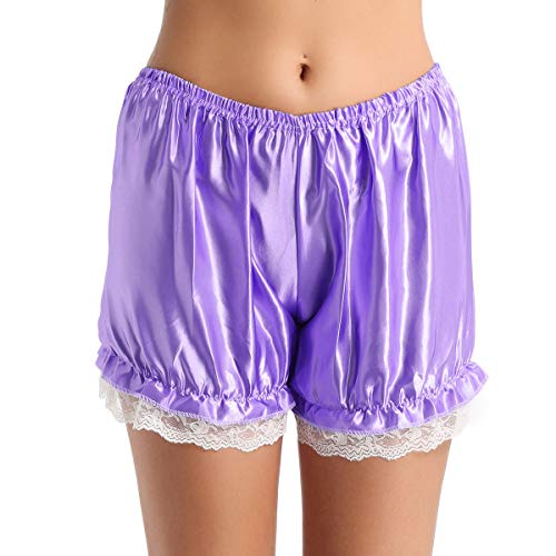 TiaoBug Damen Unterhose langes Bein Schlüpfer Slip mit Rüschen Spitze Frauen Sicherheits Shorts Unterwäsche Leggings Kurz Mit Spitze Yoga Hose Shorts Tanzen M-XL Violett B S von TiaoBug