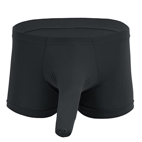 TiaoBug Herren Boxershorts Boxer Unterwäsche Pants Unterhosen Halb-Transparent Männer Boxershorts Trunk mit Penishülle Schwarz XXL von TiaoBug