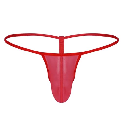TiaoBug Herren String Tangas transparente Unterwäsche Low Rise Slips Bikini G-String Unterhose T Back Thongs sexy Underwear Hose Pants Dessous Männer Reizwäsche Rot Einheitsgröße von TiaoBug