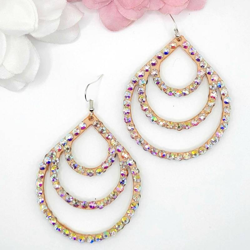 Strass Ohrring Von Tiara Azra Accessoires, Teardrop, Ein Paar, Beidseitig Mit Strass, Tanzohringe, Filz Ohrringe von TiaraAzraAccessoires