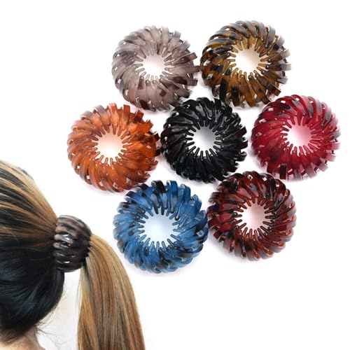 Tiardey 7 Stück Vogelnest-Haarspangen, einfacher Pferdeschwanzhalter, erweiterbare große Haarspangen für Frauen und Mädchen von Tiardey