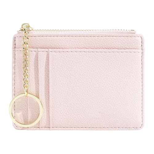 Tiardey Mini-Reißverschluss-Münz- und Kartenhalter für Damen, mehrere Kartenfächer, funktionaler Schlüsselanhänger, einfaches Kreditkartenetui aus Leder für Damen von Tiardey