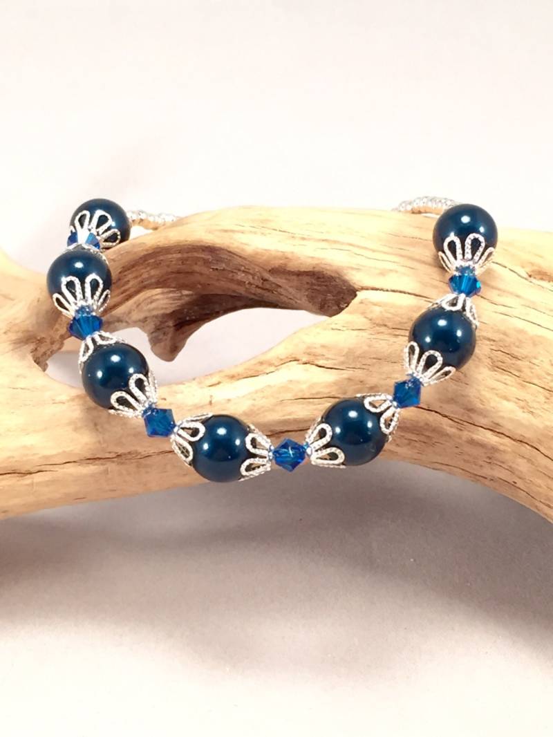 Blaue Perle Armband - Silber & Blaue Armband, Blau Braut Hochzeit Schmuck, Etwas Blaues Bridesmaid Gift von TiazasTreasures