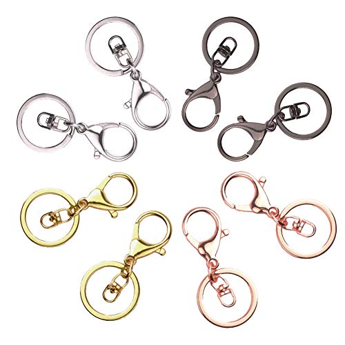 Karabinerverschlüsse Schlüsselanhänger, Tiberham 8 Stück Schwenker Hummer Haken Metall Karabinerhaken, Drehbare Trigger Clips mit Flach Split Schlüsselring für Auto Haus Arbeit & DIY Handwerk von Tiberham