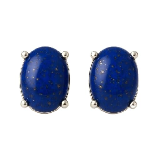 925 Sterling Silber Lapislazuli Edelstein Ohrstecker 7x9 mm Mode Designer Schmuck für Damen Lässige und Party-Ohrringe von Tibetan Silver