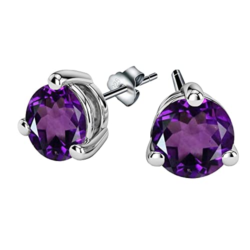 925 Sterling silber Lila Amethyst Edelstein Ohrstecker 6 x 6 mm Mode Designer Schmuck für Damen Lässige und Party-Ohrringe von Tibetan Silver