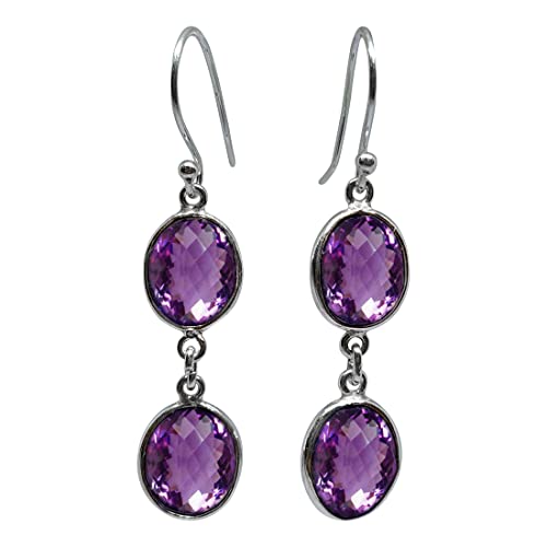 Amethyst Edelstein Baumeln Ohrringe In 925 Sterling Silber Mode Ohrringe Designer Ohrringe für Damen Handarbeit von Handwerker Länge: 3,5 Cm Amethyst Edelstein Baumeln Ohrringe In 925 Sterling Silber Mode Ohrringe Designer Ohrringe für Damen Handarbeit von Handwerker Länge: 3,5 Cm von Tibetan Silver