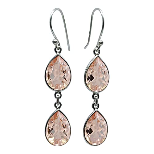 Birnenförm Morganit Edelstein Tropfen Ohrringe für Damen Mode Designer 925 Sterling silber einzigartiger Party schmuck handgefertigt von handwerkern von Tibetan Silver