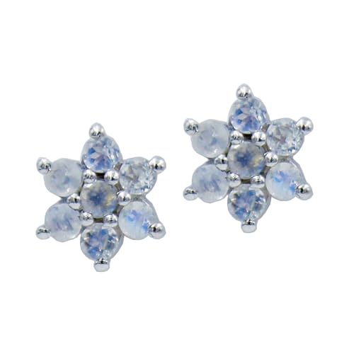 Blumen-Ohrstecker für Frauen 925er Sterlingsilber Mondstein Edelstein Geburtsstein süß trendig Geschenk Party hypoallergen Ohrringe Schmuck Blumen-Ohrstecker für Frauen 925er Sterlingsilber Mondstein Edelstein Geburtsstein süß trendig Geschenk Party hypoallergen Ohrringe Schmuck von Tibetan Silver