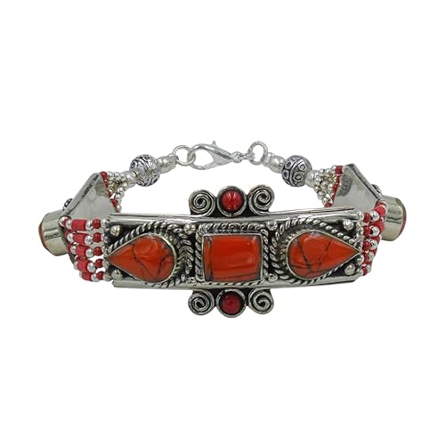 Boho Armband für Frauen Rote Koralle Edelstein Perlen Designer 925 Oxidiertes Silber Beschichtet Ethnisch Mode Armband Schmuck Boho Armband für Frauen Rote Koralle Edelstein Perlen Designer 925 Oxidiertes Silber Beschichtet Ethnisch Mode Armband Schmuck von Tibetan Silver