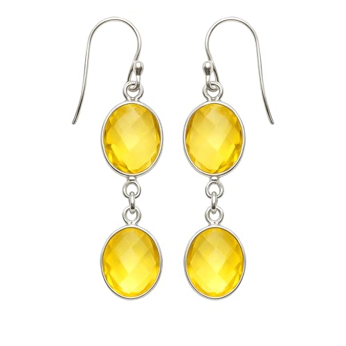 Citrin-Edelstein 925 Sterlingsilber handgefertigte Mode-Hängeohrringe für Damen moderne lässige Party-Ohrringe von Tibetan Silver