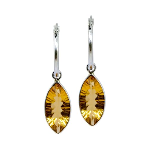 Citrin-Edelstein 925er Sterlingsilber modische Creolen für Frauen minimalistisches Design leichter Designer-Ohrring-Schmuck Citrin-Edelstein 925er Sterlingsilber modische Creolen für Frauen minimalistisches Design leichter Designer-Ohrring-Schmuck von Tibetan Silver