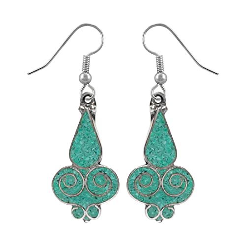 Handgefertigte Tropfen-Ohrringe Türkis-Inlay für Damen Einzigartiger Designer 925 Versilberter Mode-Ethno-Tribal-Boho-Ohrring-Schmuck Handgefertigte Tropfen-Ohrringe Türkis-Inlay für Damen Einzigartiger Designer 925 Versilberter Mode-Ethno-Tribal-Boho-Ohrring-Schmuck von Tibetan Silver
