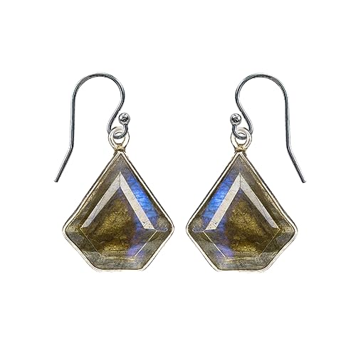 Handgefertigte Tropfen Ohrringe für Damen 925 Sterling Silber Labradorit Edelstein Ohrringe Modern Design Ohrringe Mode Schmuck für Geschenke von Tibetan Silver