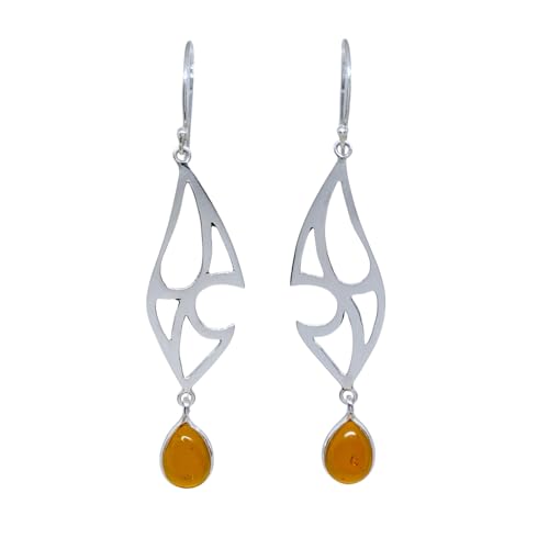 Handgefertigte Tropfenohrringe aus 925er Sterlingsilber Schmuck birnenförmiger Tropfen Bernstein-Edelstein Designer-Ohrringe für Damen Handgefertigte Tropfenohrringe aus 925er Sterlingsilber Schmuck birnenförmiger Tropfen Bernstein-Edelstein Designer-Ohrringe für Damen von Tibetan Silver