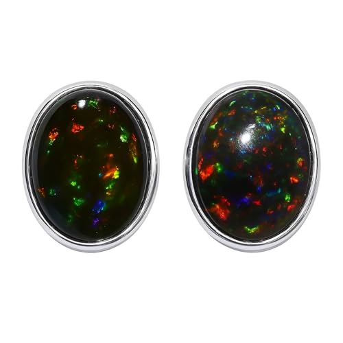Handgefertigter Ohrstecker Schwarzem Opal-Edelstein aus 925 Sterlingsilber für Damen Mode-Ohrringschmuck Lässige und Party-Ohrringe von Tibetan Silver
