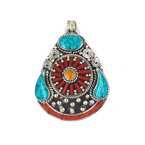 Handgemachte Boho-Ethno-Kette mit Tibetischem Anhänger für Damen – Spirituelles Statement-Amulett – Geburtsstein-Schmuck – Symbolischer Talisman Handgemachte Boho-Ethno-Kette mit Tibetischem Anhänger für Damen – Spirituelles Statement-Amulett – Geburtsstein-Schmuck – Symbolischer Talisman von Tibetan Silver