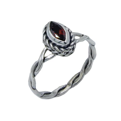 Natürlich Granat Edelstein 925 Sterling Silber Handgefertigt Ethnische Stammes- Designer Fingerringe für Damen und Herren Mode Party Schmuck von Tibetan Silver