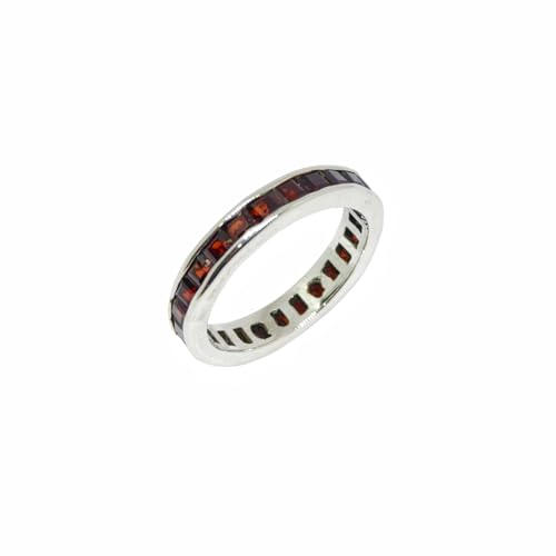 Tibetan Silver 925 Silber Band Ringe für Herren Damen Natürlich Granat Edelstein Mode Schmuck Designer Band Ringe Deutsche Ringgröße 19 von Tibetan Silver