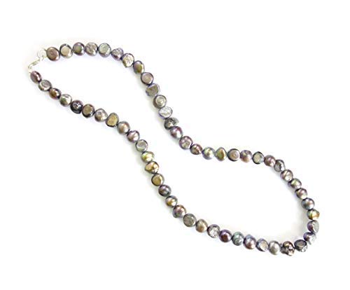 Tibetan Silver Abstrakte Form Schwarze Perlenstrang-Halskette für Damen 925 Versilberter Moderner Designer-Halskettenschmuck Tibetan Silver Abstrakte Form Schwarze Perlenstrang-Halskette für Damen 925 Versilberter Moderner Designer-Halskettenschmuck von Tibetan Silver
