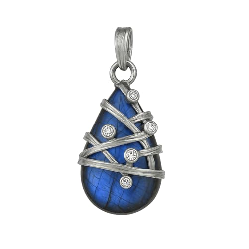 Tibetan Silver Handgemachte Damen-Halskette aus 925er Sterlingsilber – Mondstein oder Labradorit – Boho-Schmuck – Elegantes Statement-Accessoire – Geschenk für Damen Tibetan Silver Handgemachte Damen-Halskette aus 925er Sterlingsilber – Mondstein oder Labradorit – Boho-Schmuck – Elegantes Statement-Accessoire – Geschenk für Damen von Tibetan Silver