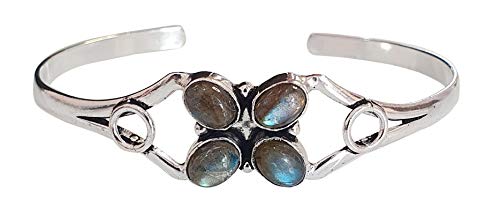 Tibetan Silver Labradorit Edelstein Mode Armband für Frauen, versilbertes modernes böhmisches Stammes Design, authentisches handgefertigtes Designer Manschettenarmband, Boho Party Schmuck Tibetan Silver Labradorit Edelstein Mode Armband für Frauen, versilbertes modernes böhmisches Stammes Design, authentisches handgefertigtes Designer Manschettenarmband, Boho Party Schmuck von Tibetan Silver