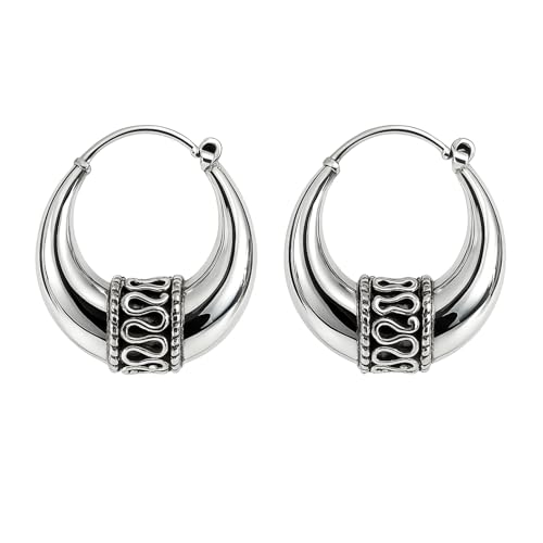 Tibetischen Silber Ethnic Tribal 925 Sterling Silber feines Creolen für Damen handgefertigt von artisan Tibetischen Silber Ethnic Tribal 925 Sterling Silber feines Creolen für Damen handgefertigt von artisan von Tibetan Silver