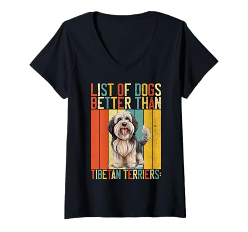 Damen Liste der Hunde Besser als Tibetan Terrier T-Shirt mit V-Ausschnitt von Tibetan Terrier Gifts