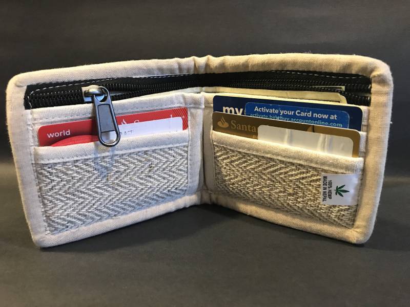 Natürliche Hanf Geldbörse, Unisex Hippie, Boho Stil. Handgemacht in Nepal. 8 Taschen von Tibetsjinten